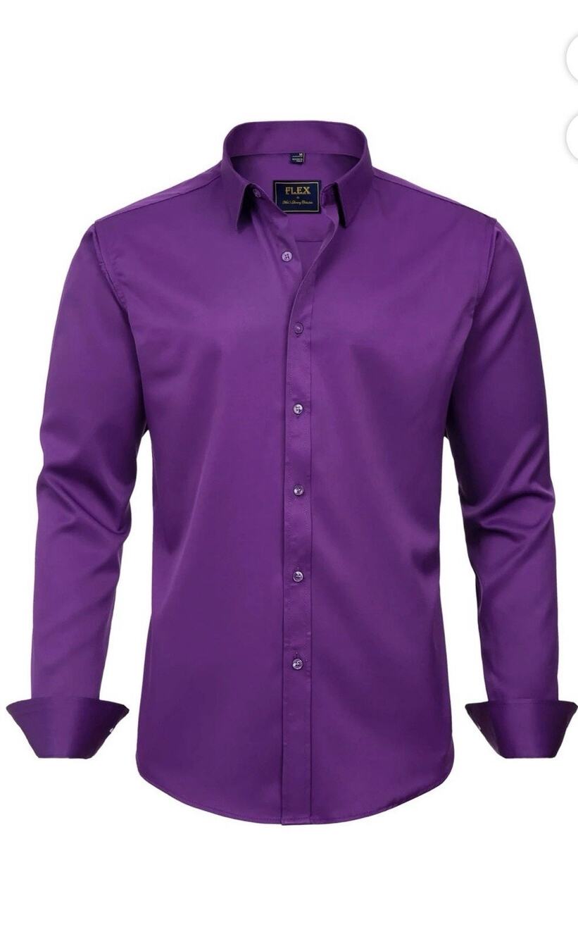 J.VER Men’s Dress Shirt XL Purple Button Front Long Sleeve NWT Contrast Collar